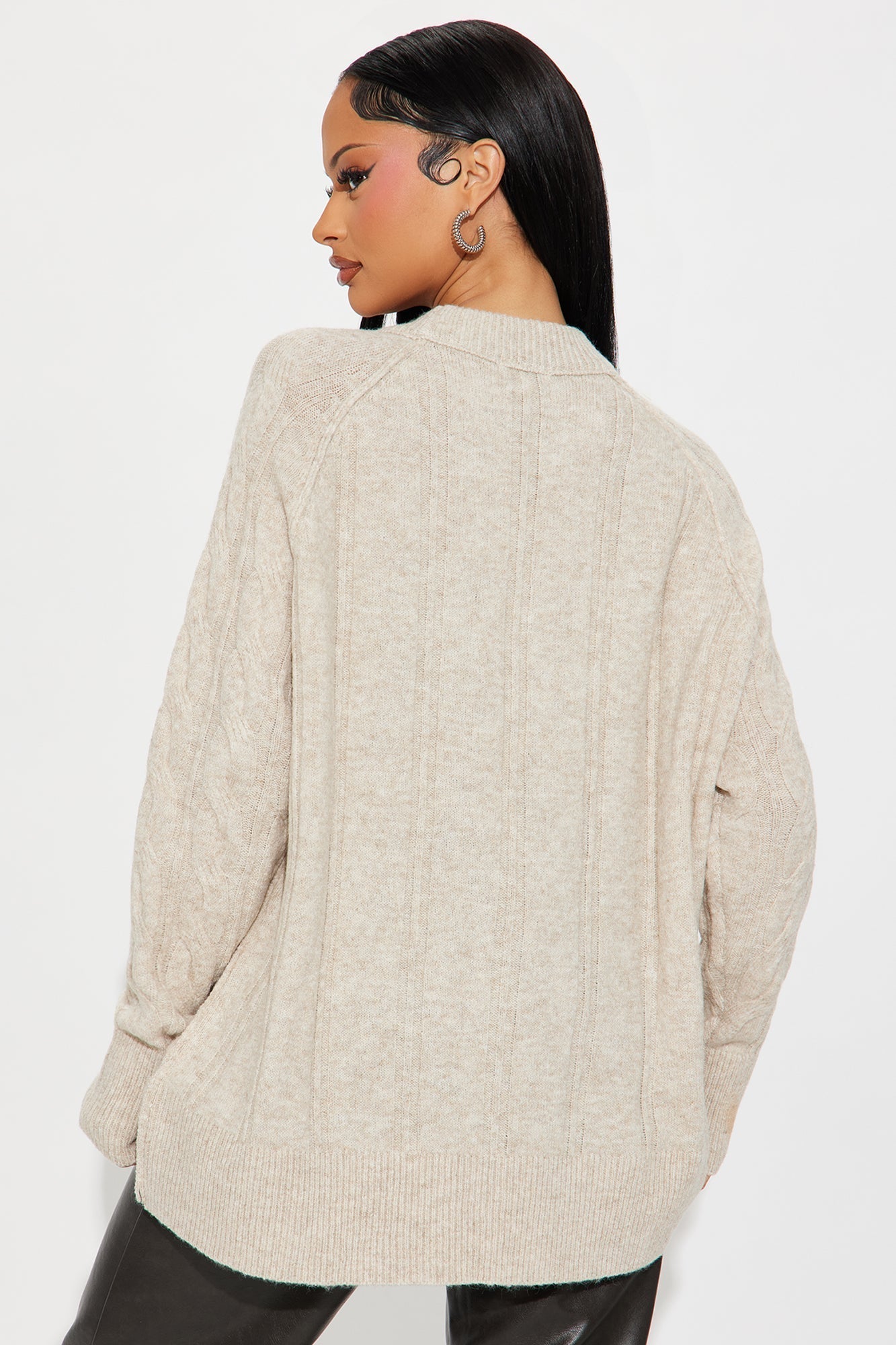 Get It Together Cable Knit Sweater - Light Taupe