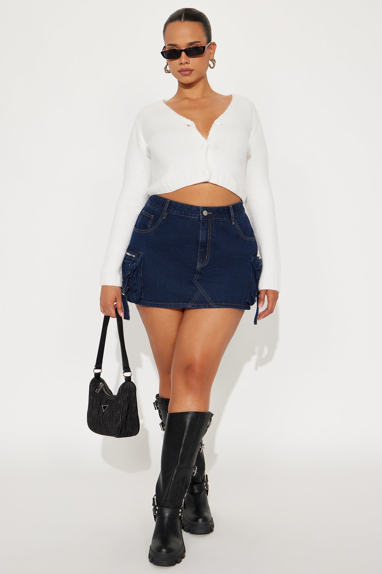 When I'm Ready Cargo Denim Mini Skirt - Dark Wash