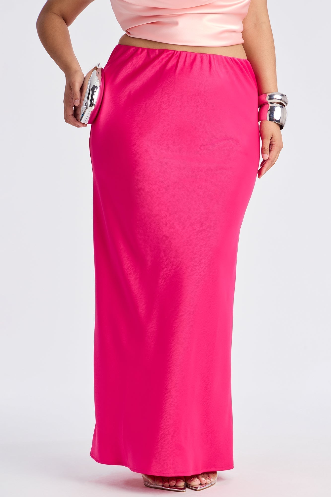 Brunch to GNO Satin Maxi Skirt - Pink