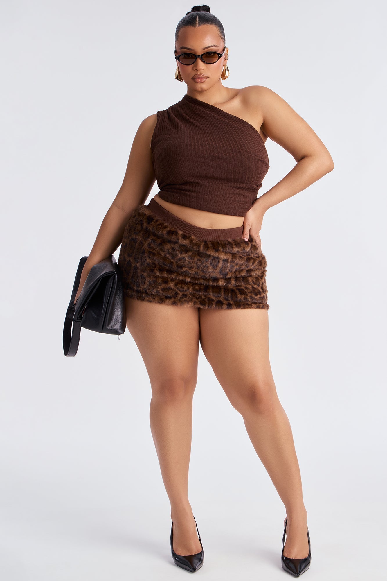 Don't Tempt Me Leopard Faux Fur Mini Skort - Leopard