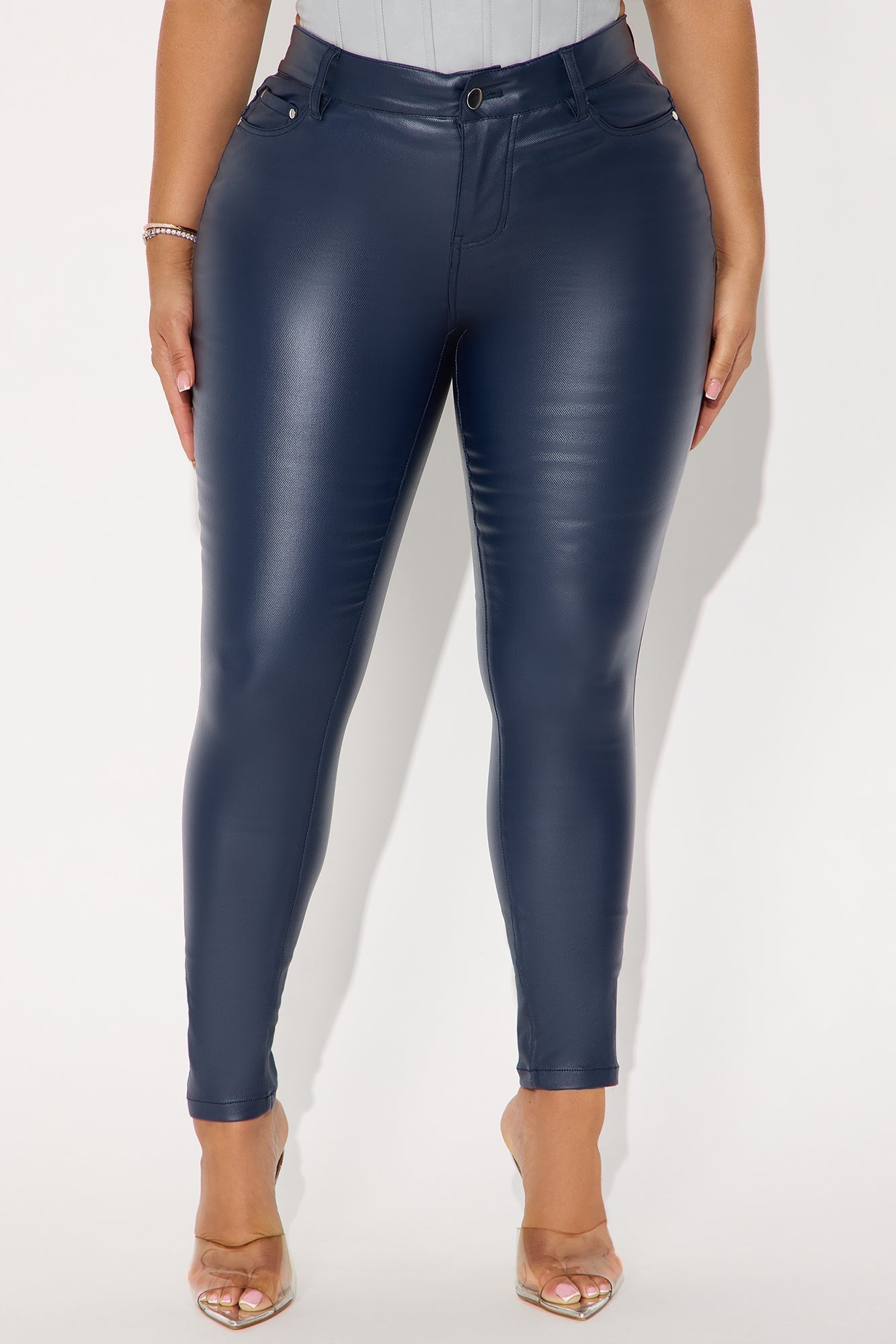 She Bad PU Leather Pant - Navy