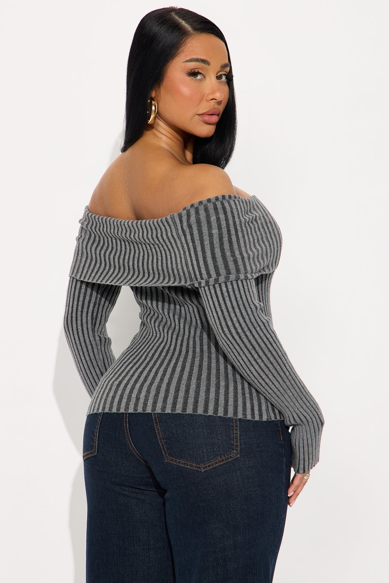 All Yours Washed Sweater Top - Charcoal