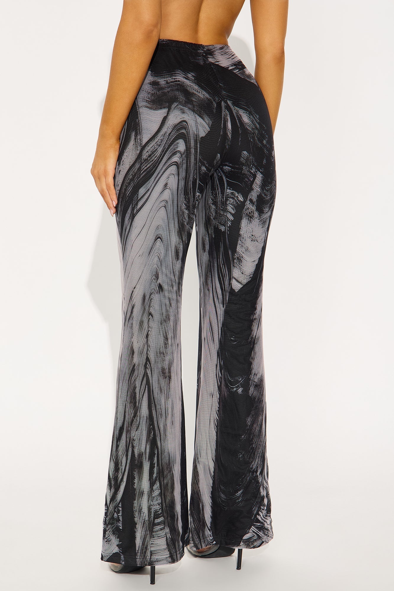 Mood Change Marbled Mesh Flare Pant 32″ - Grey/combo