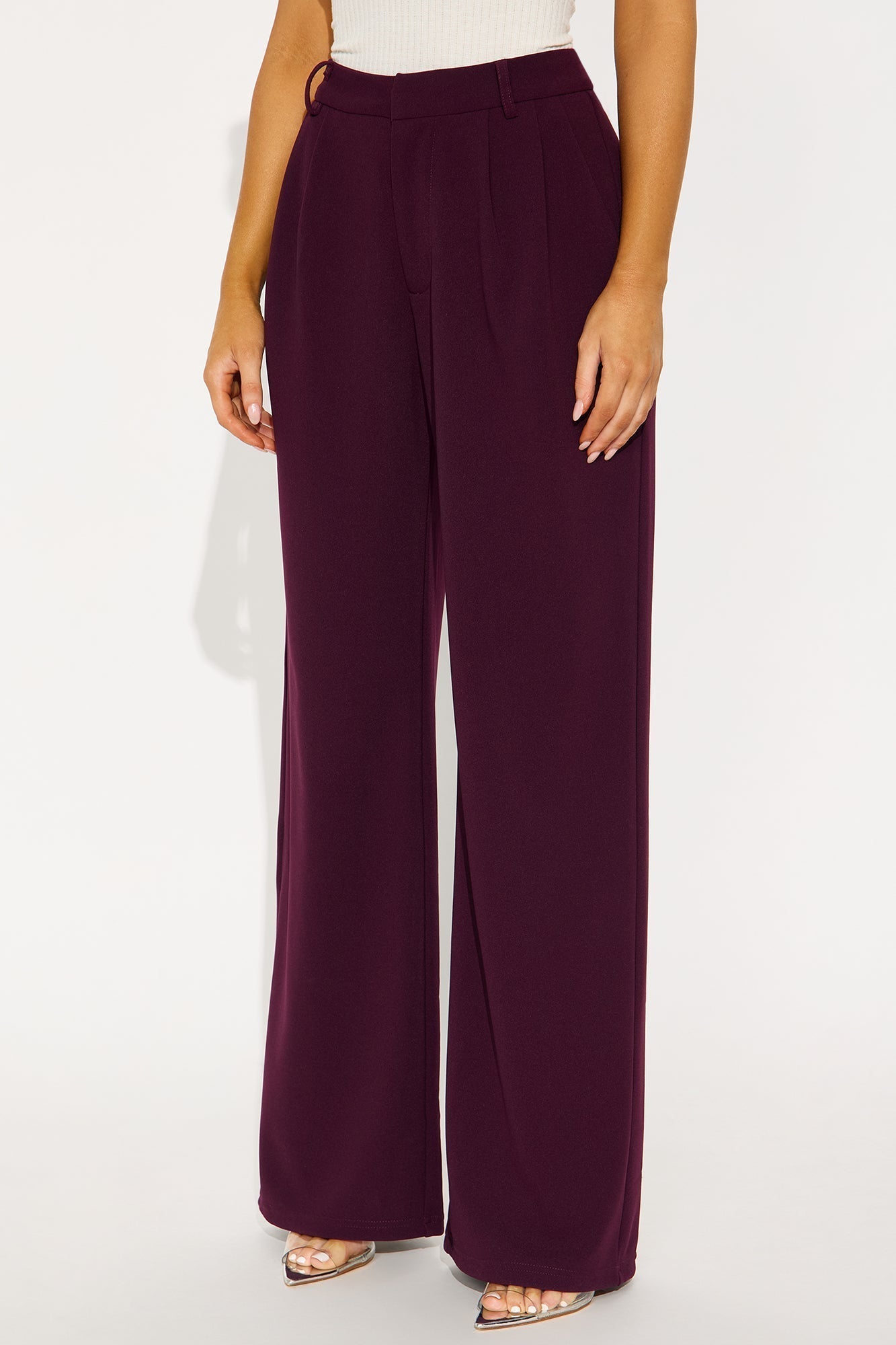 Elma Wide Leg Trouser - Eggplant