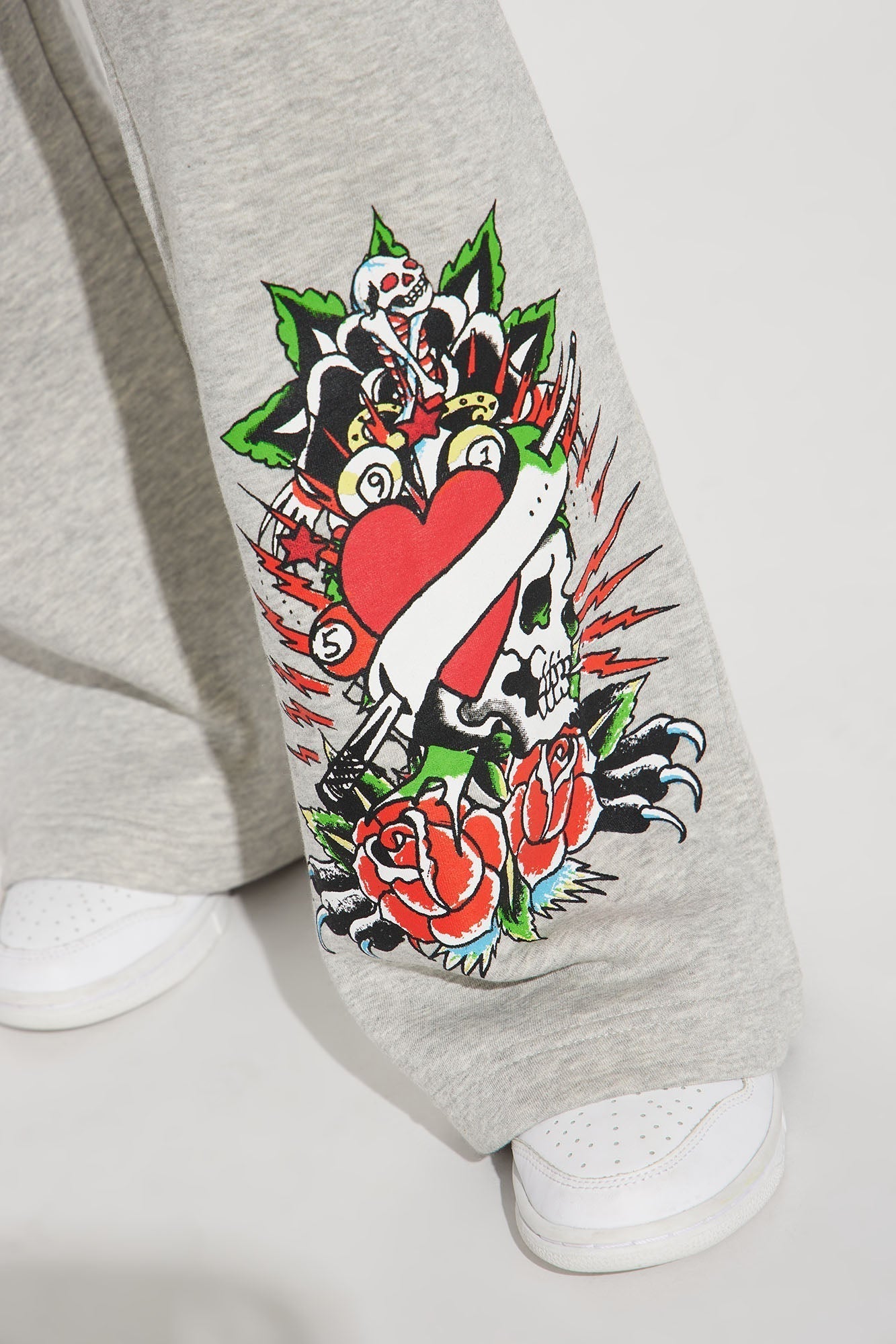 Heart Of Roses Ed Hardy Pant - Heather Grey