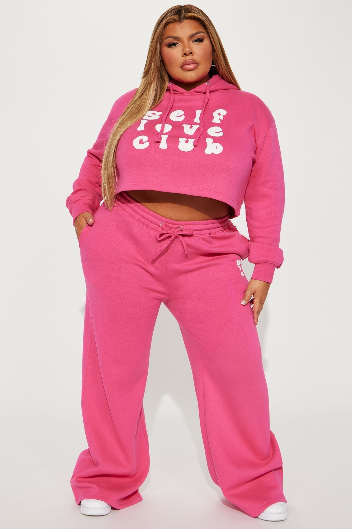 Self Love Club Wide Leg Sweatpants - Pink