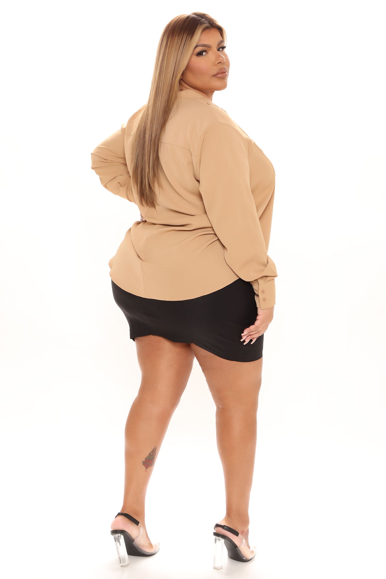 CEO Of Slaying Button Down Top - Taupe
