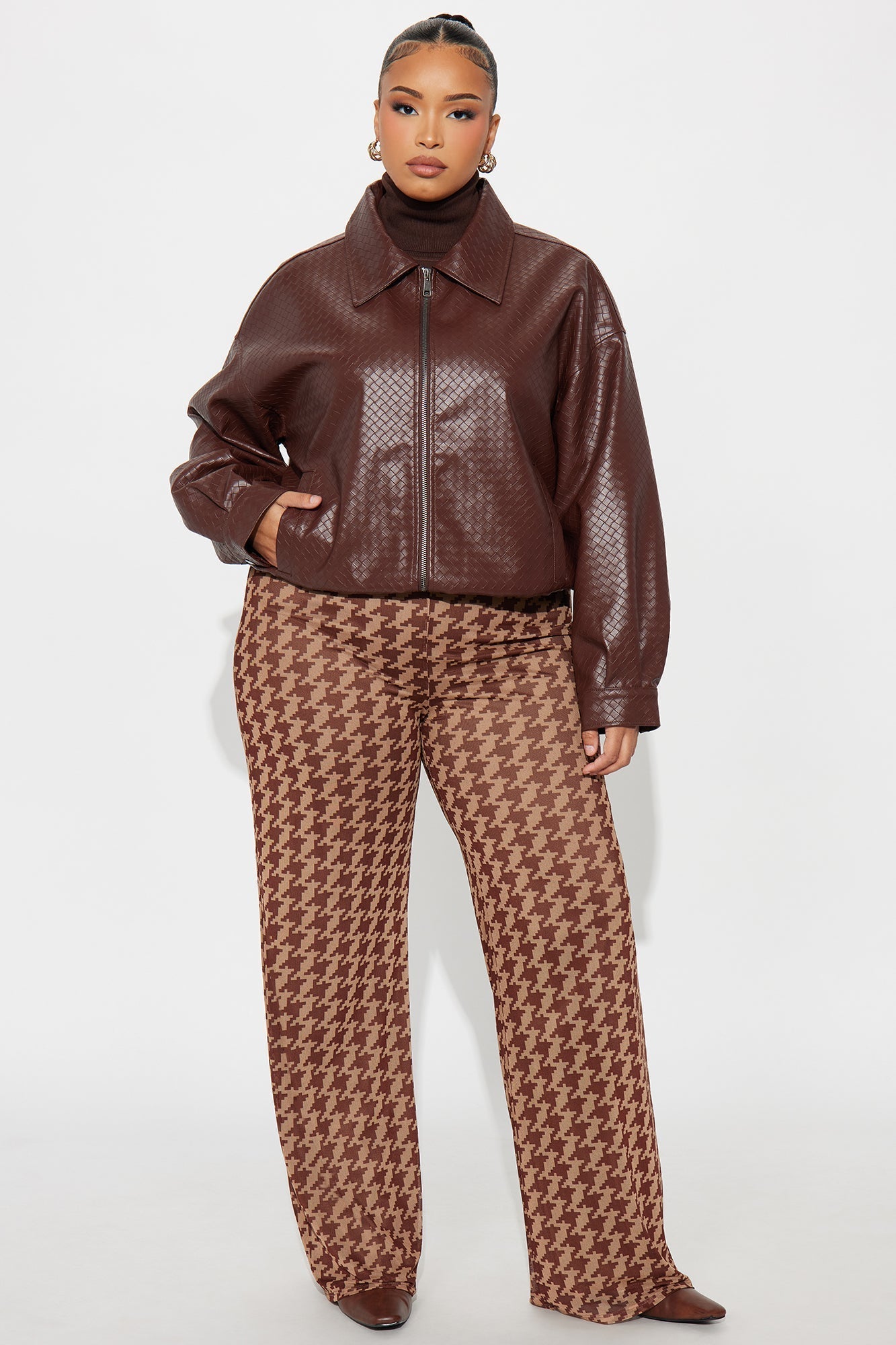 Indie Houndstooth Mesh Pant 33″ - Brown/combo