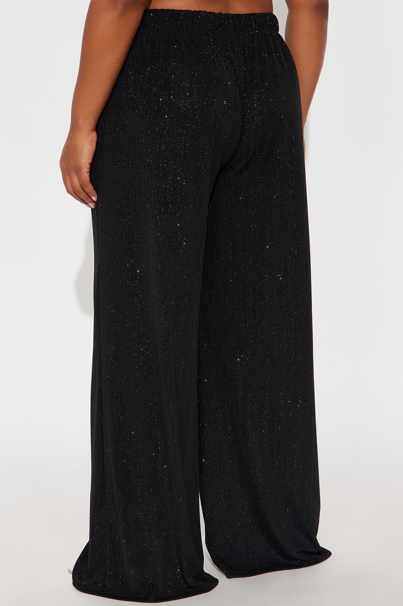 Glow Under Pressure Lurex Wide Leg Pant 32″ - Black
