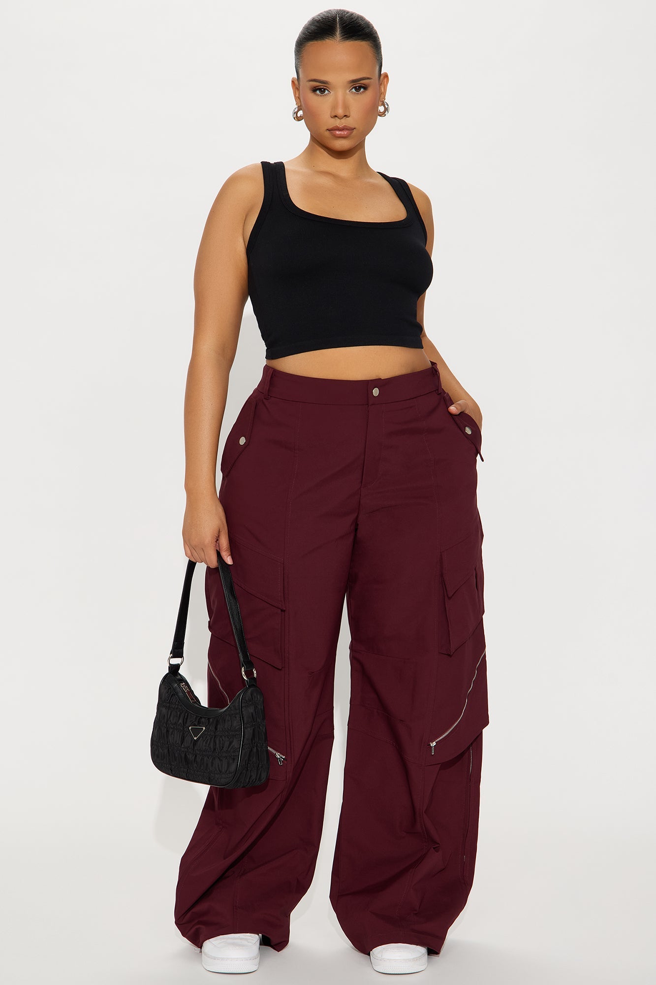 Don't Call Me Windbreaker Wide Leg Cargo Pant 33 - Plum