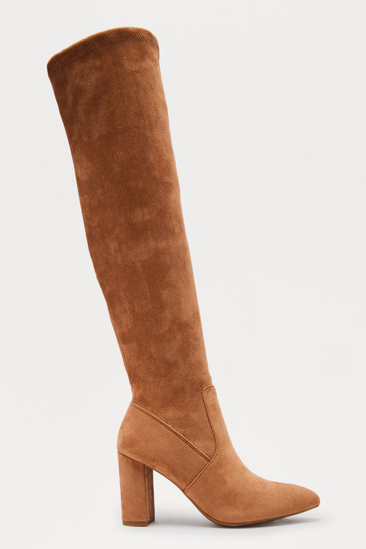 Adith Faux Suede Boots - Camel