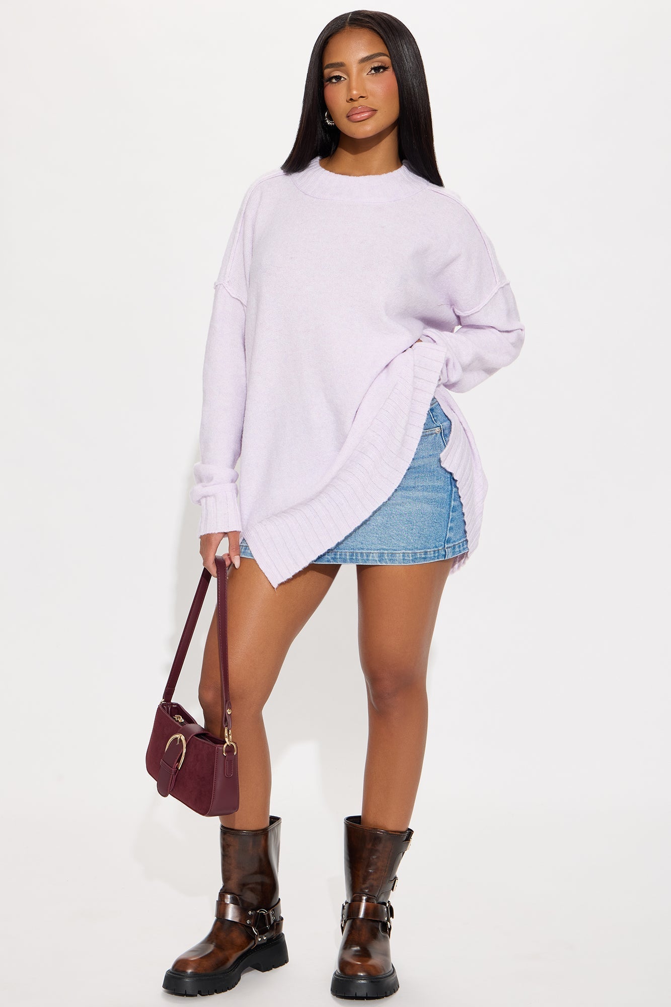 Scenic Route Oversized Sweater - Lavender