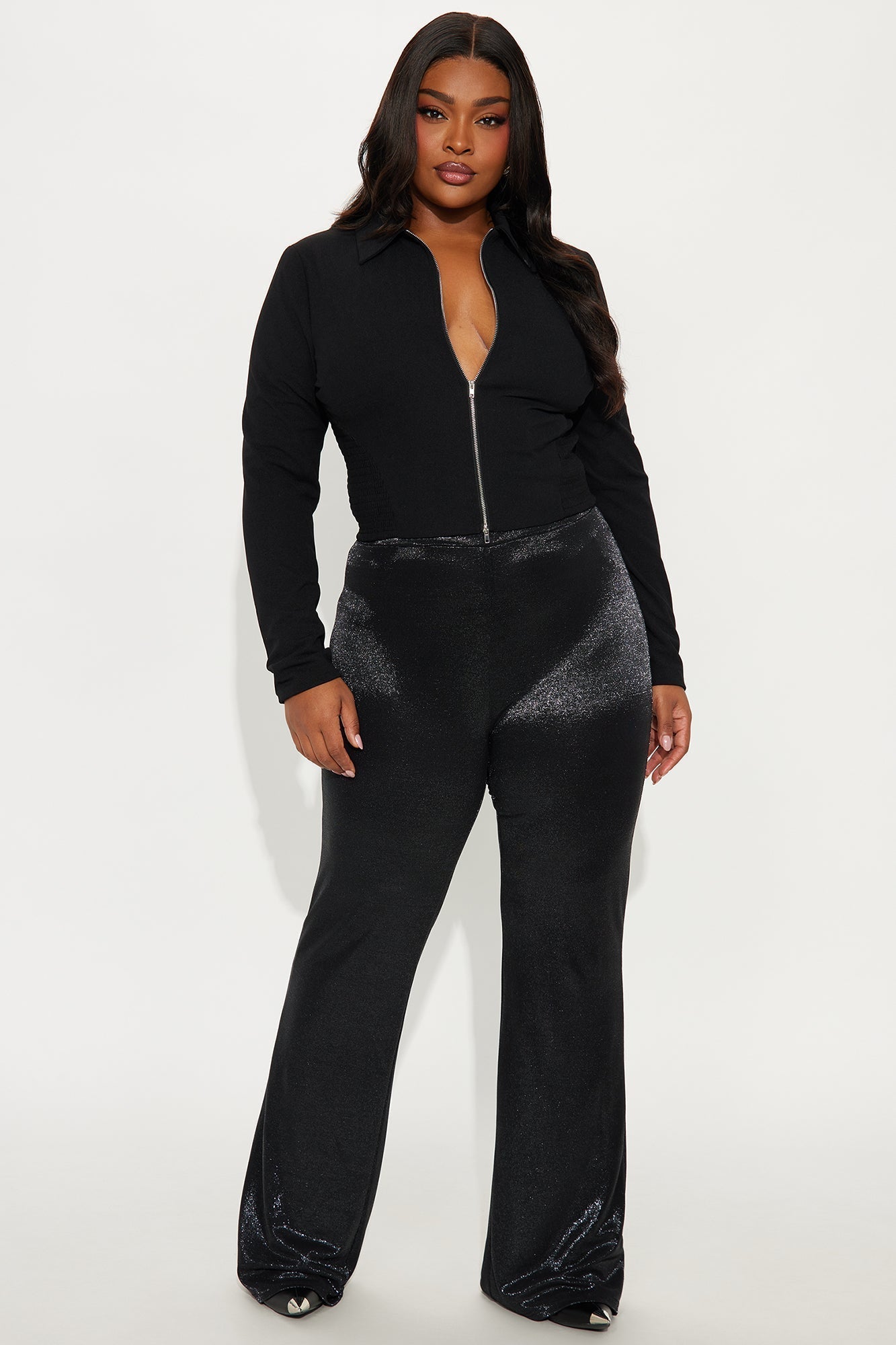 Star Of The Night Shimmer Flare Pant 33″ - Black
