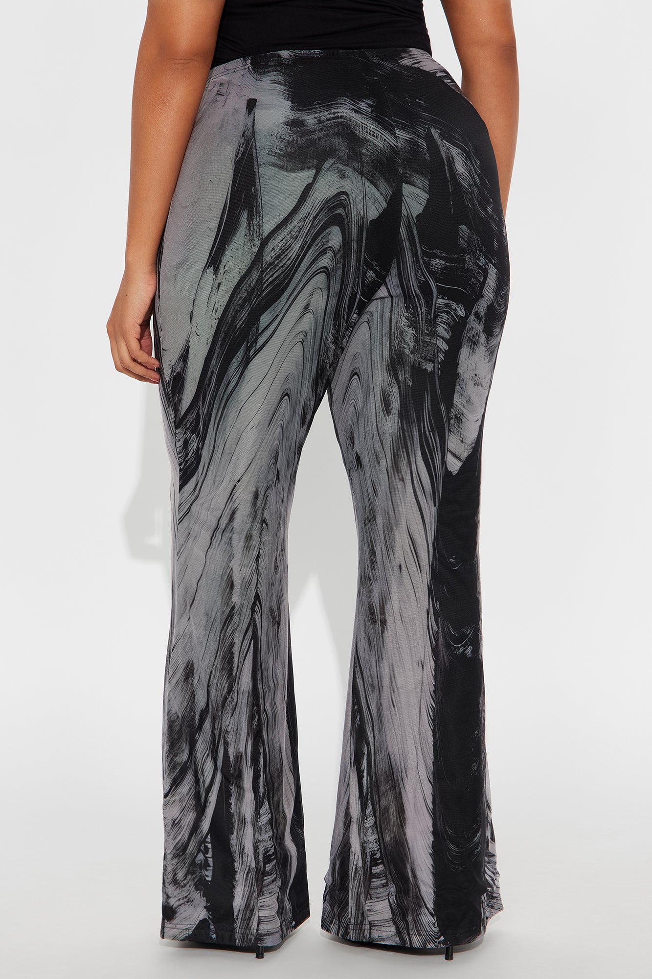 Mood Change Marbled Mesh Flare Pant 32″ - Grey/combo
