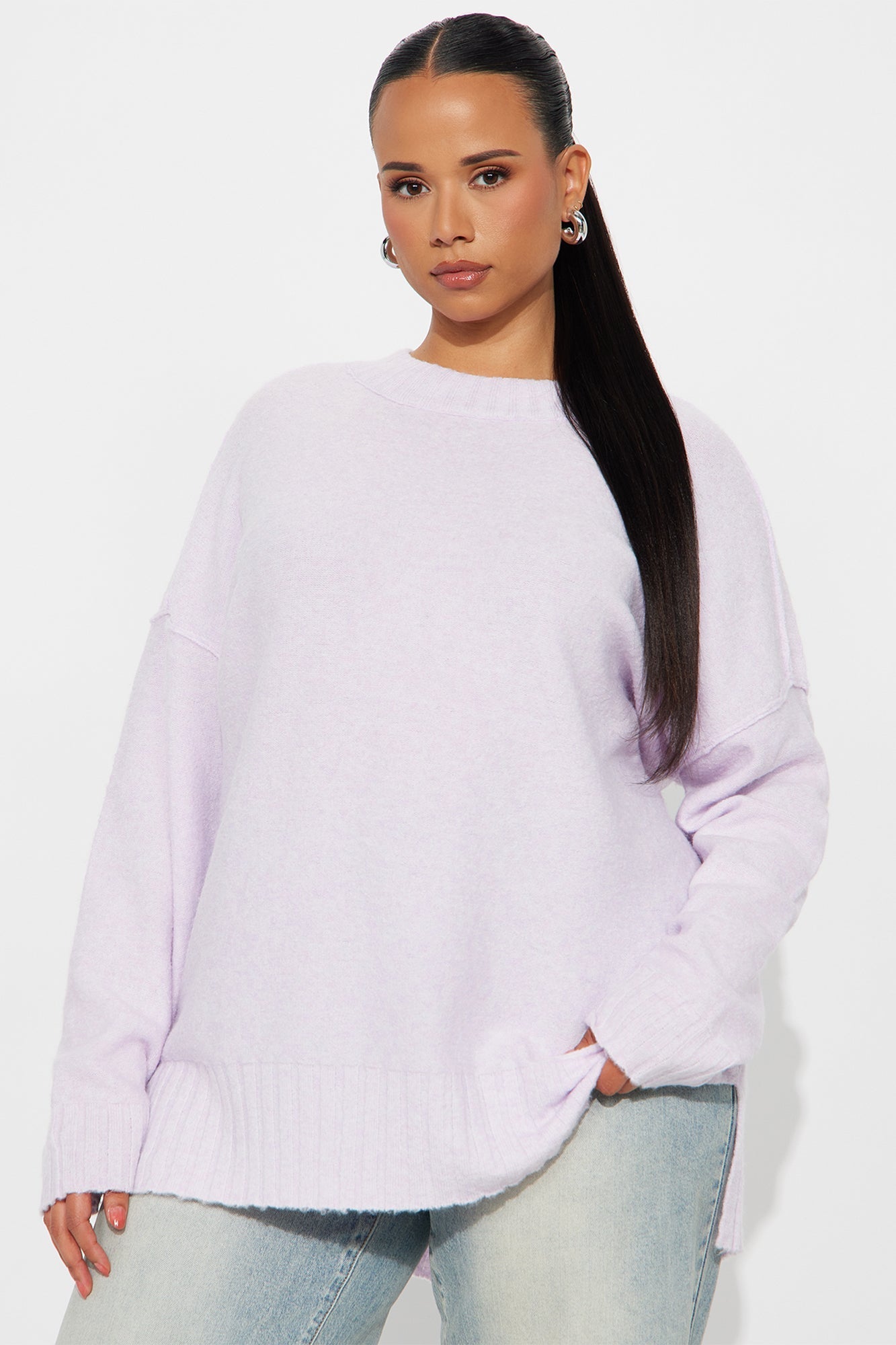 Scenic Route Oversized Sweater - Lavender