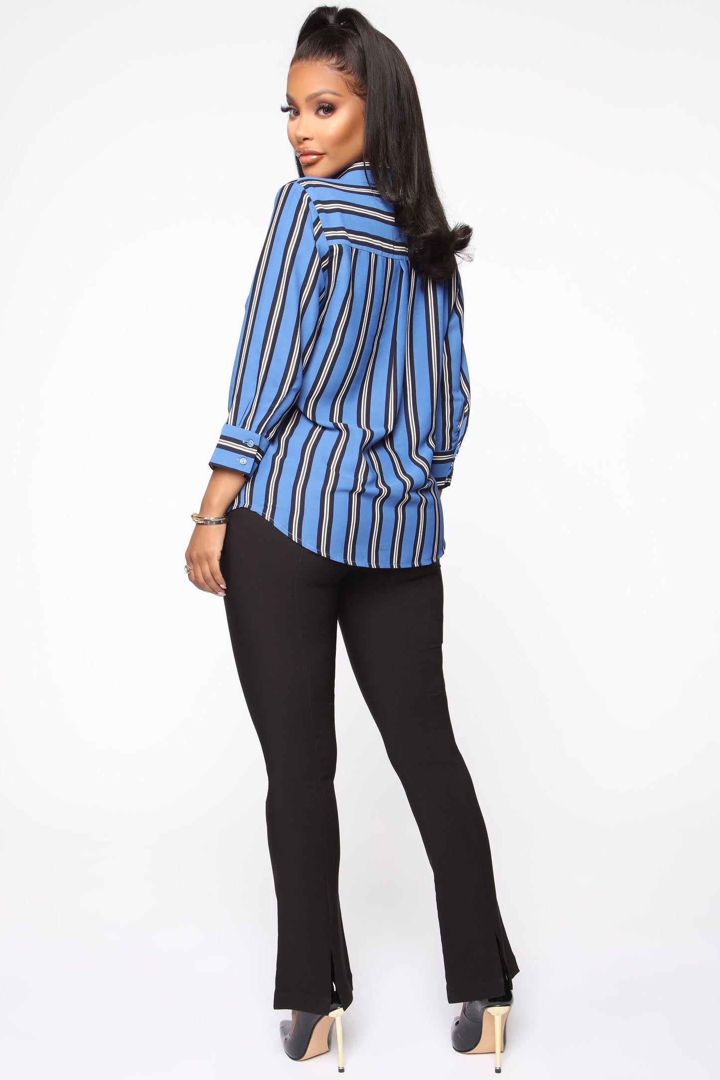 Stripes On Stripes Button Down Shirt - Blue