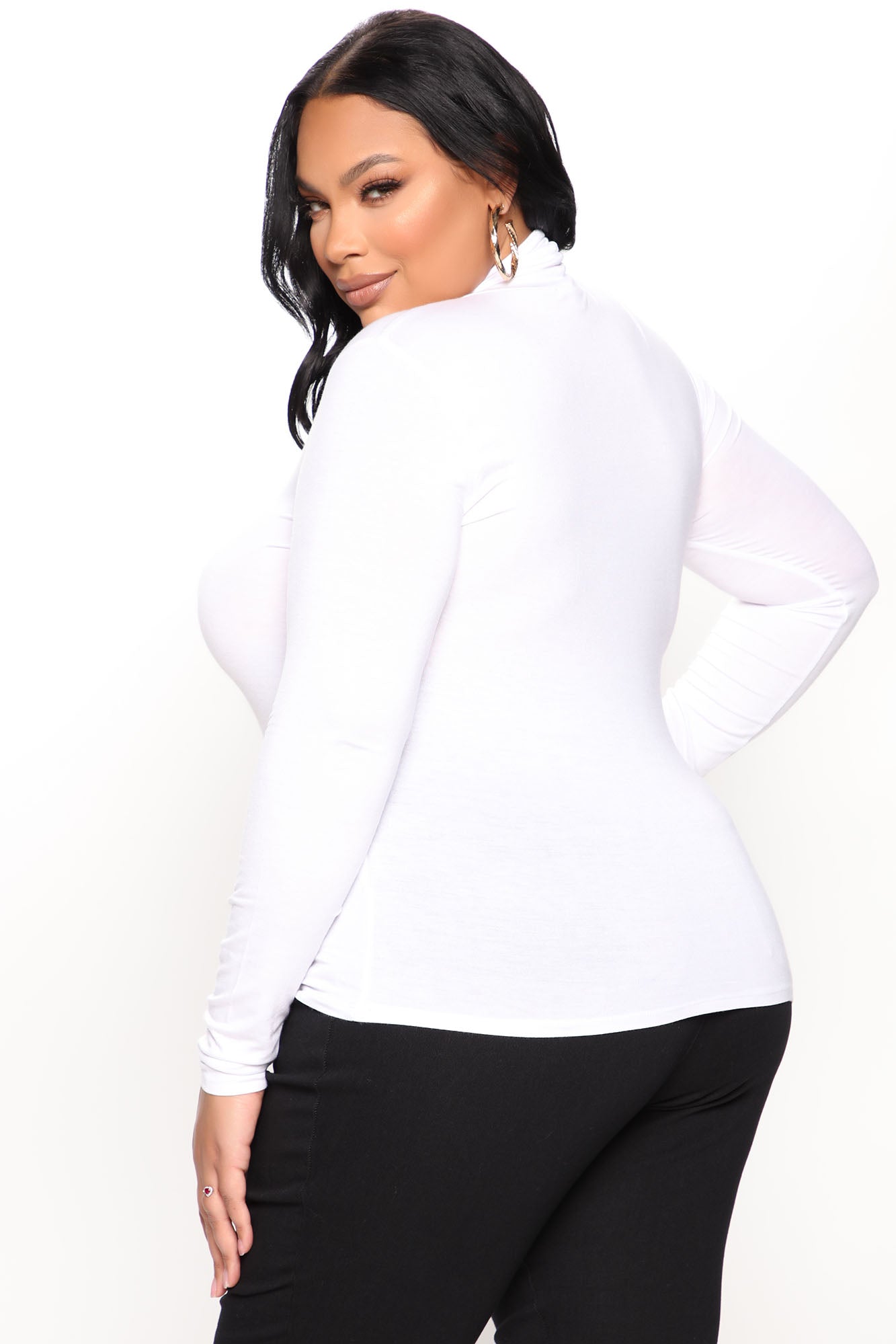 Pamela Turtle Neck Long Sleeve Top - Off White