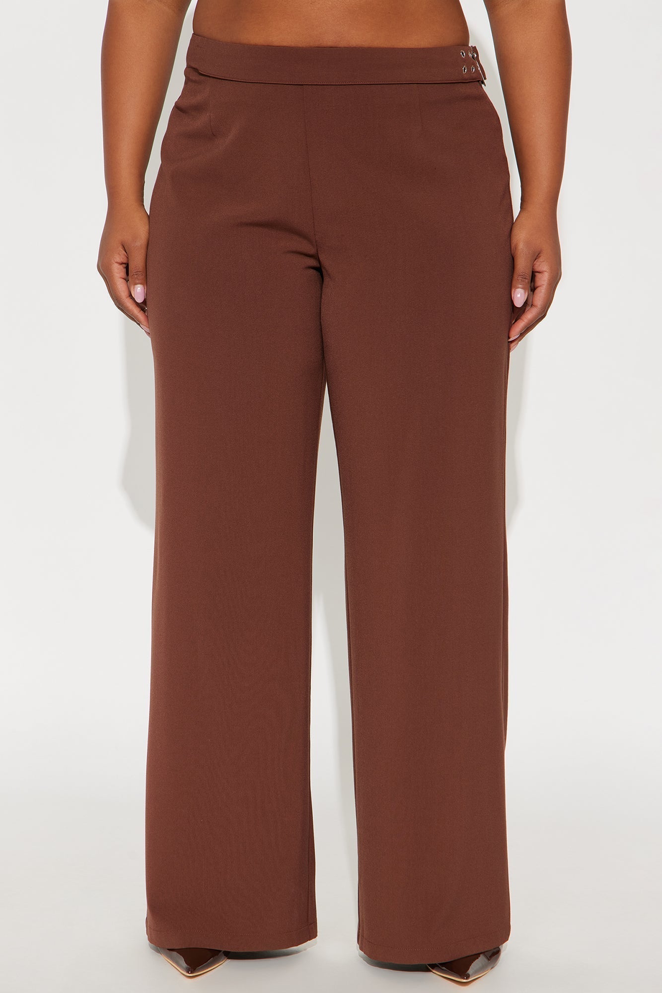 Set The Standard Cut Out Wide Leg Pant 33″ - Chocolate