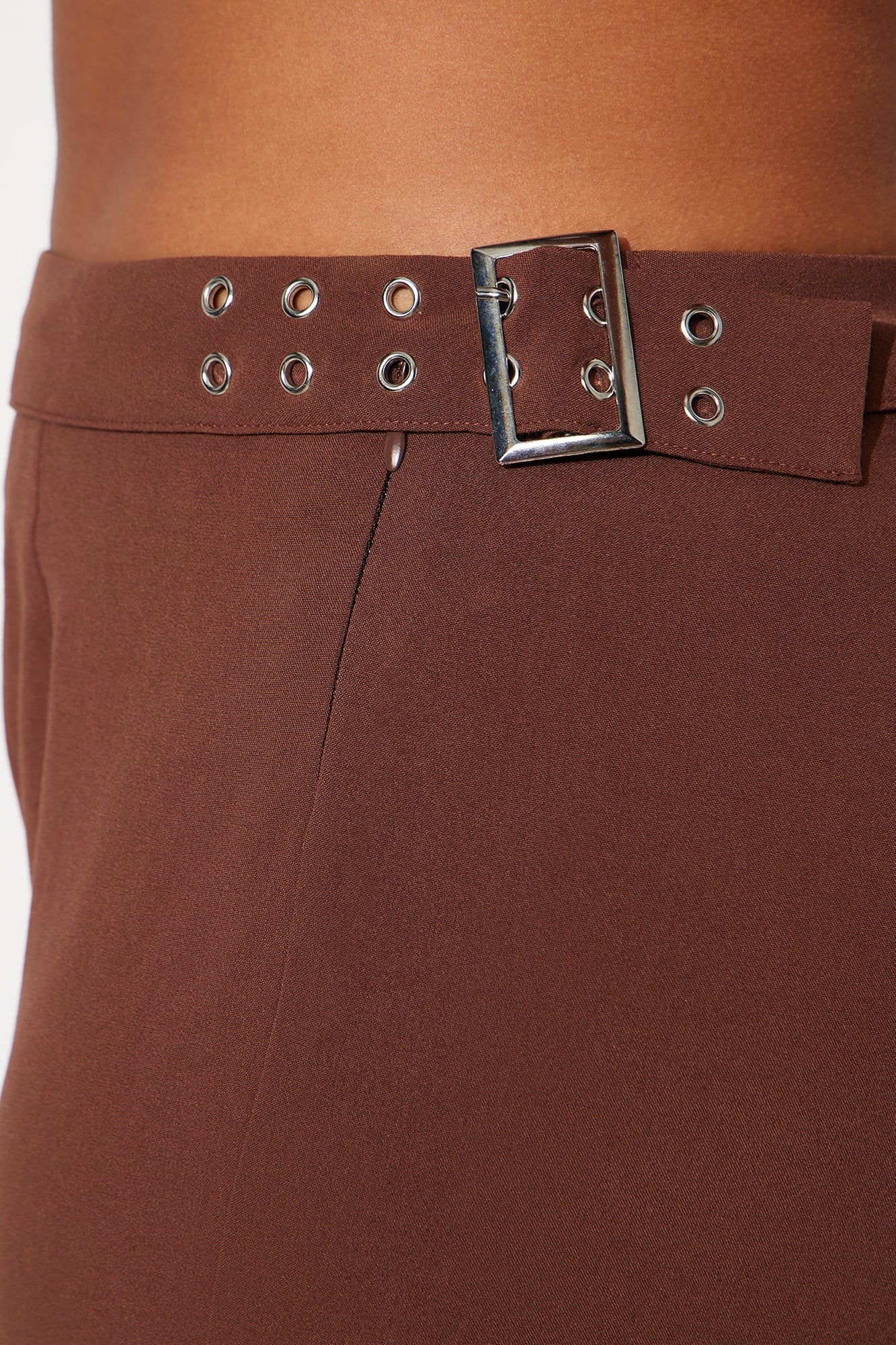 Set The Standard Cut Out Wide Leg Pant 33″ - Chocolate