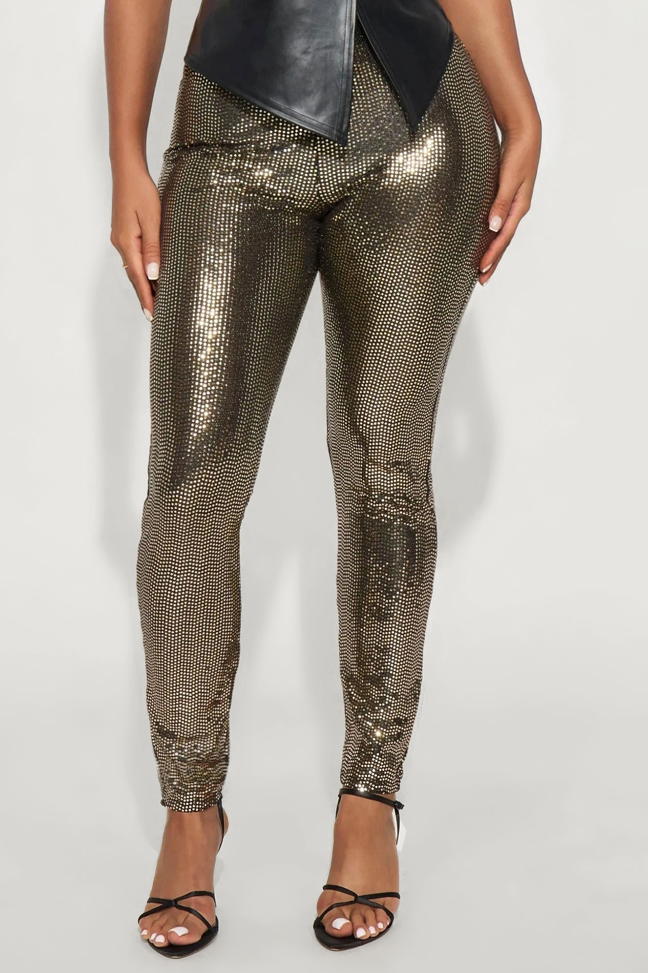 Friday Night Low Rise Disco Shine Legging - Gold