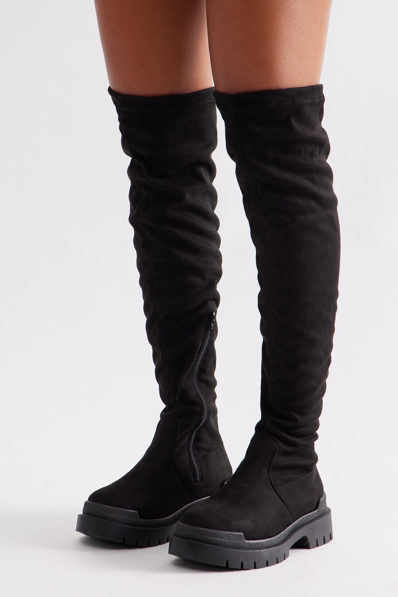 Attitude Check Over The Knee Boots - Black