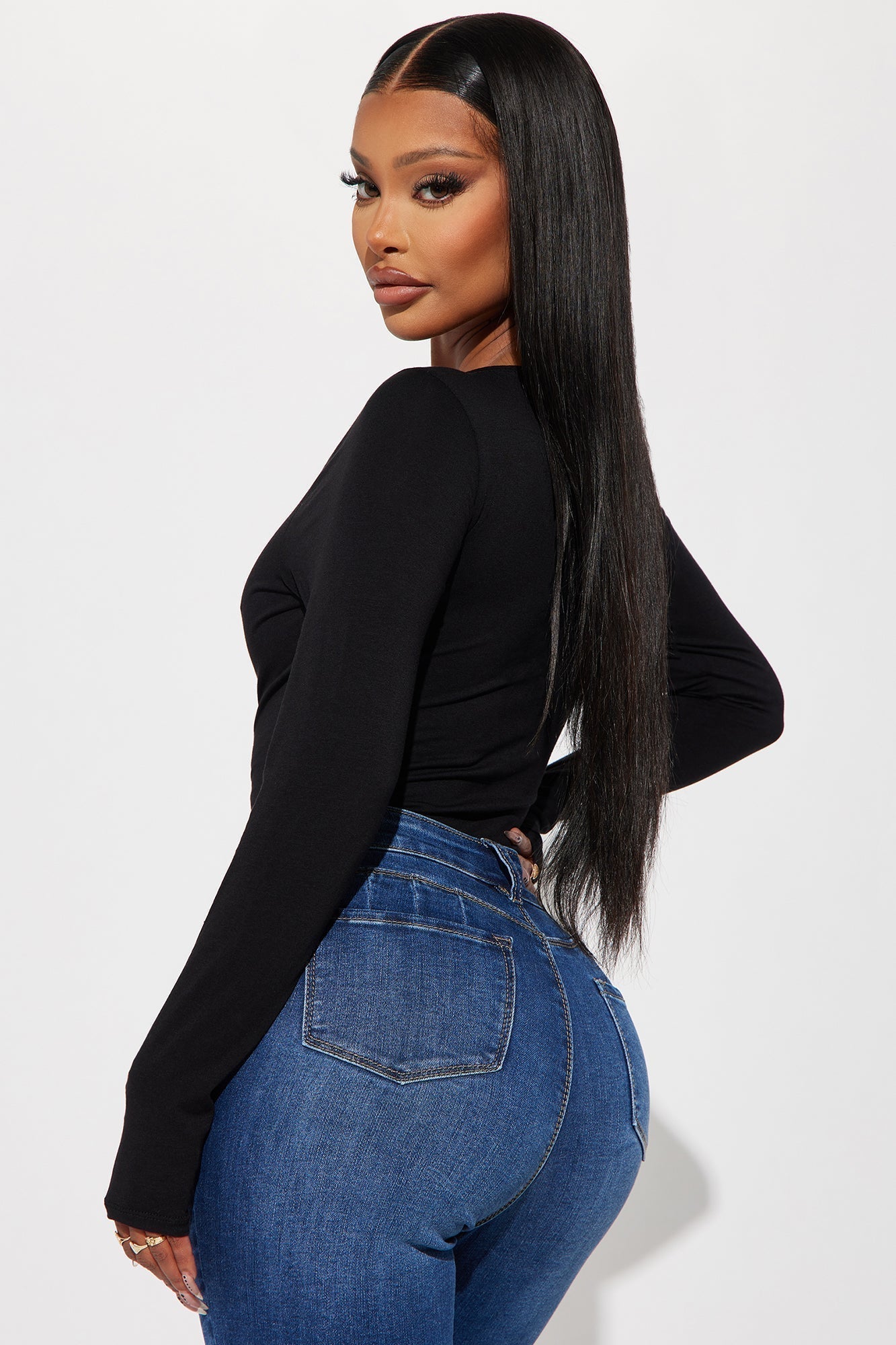 Bailey Long Sleeve Bodysuit - Black