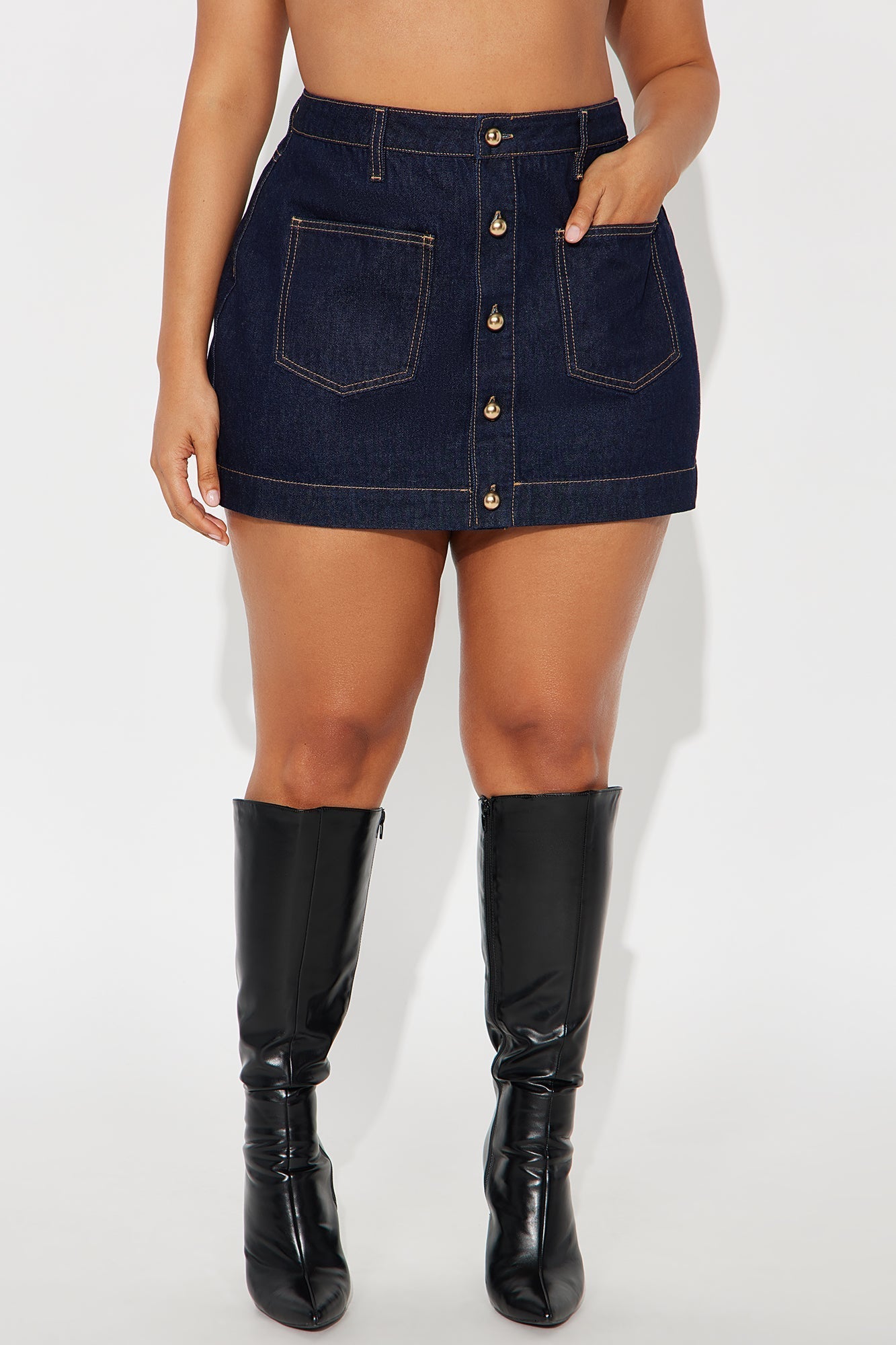 Taylor Button Up Denim Mini Skirt - Rinse Blue Wash