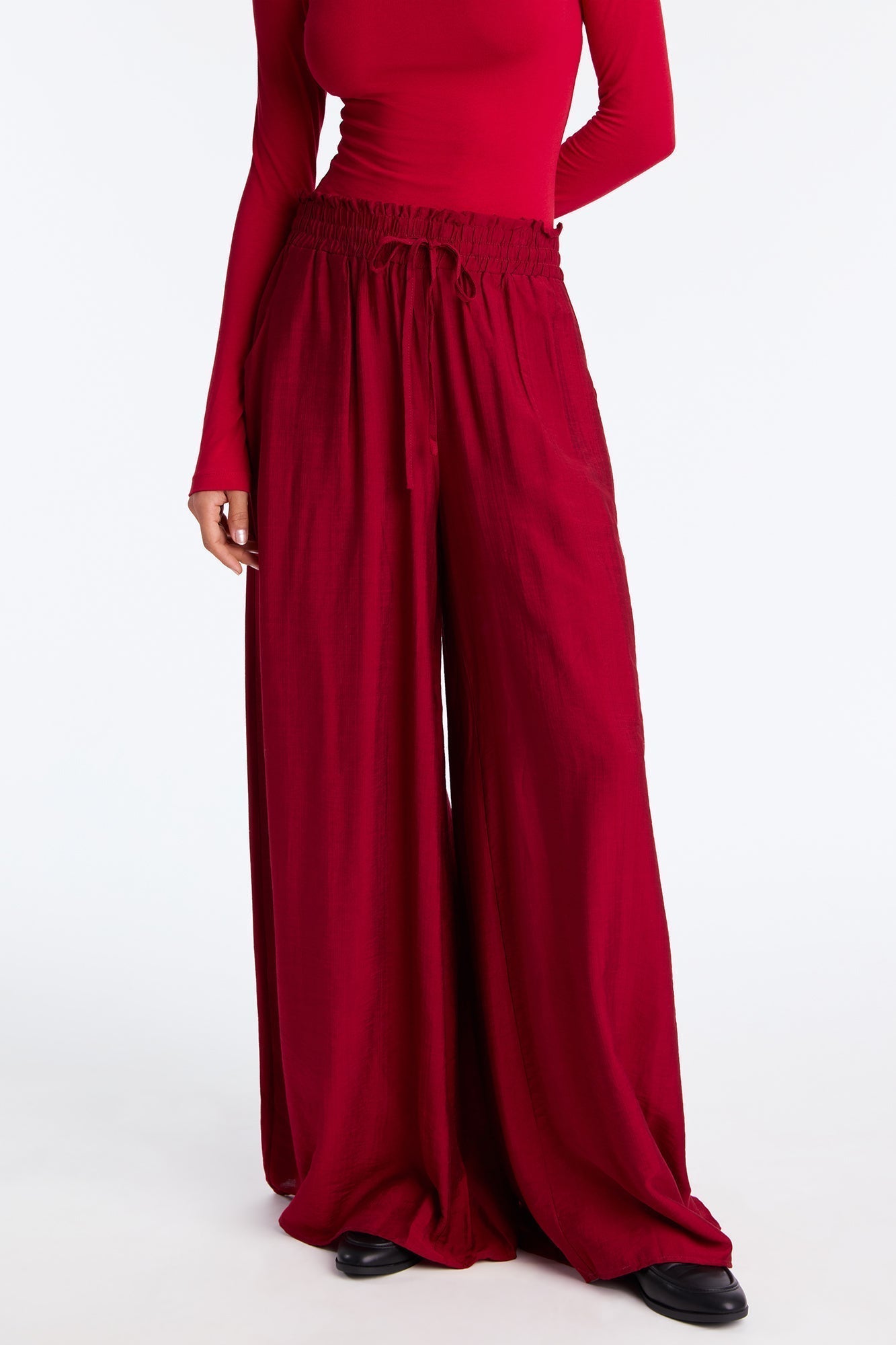 Meet At Sunset Wide Leg Pant - Burgundy
