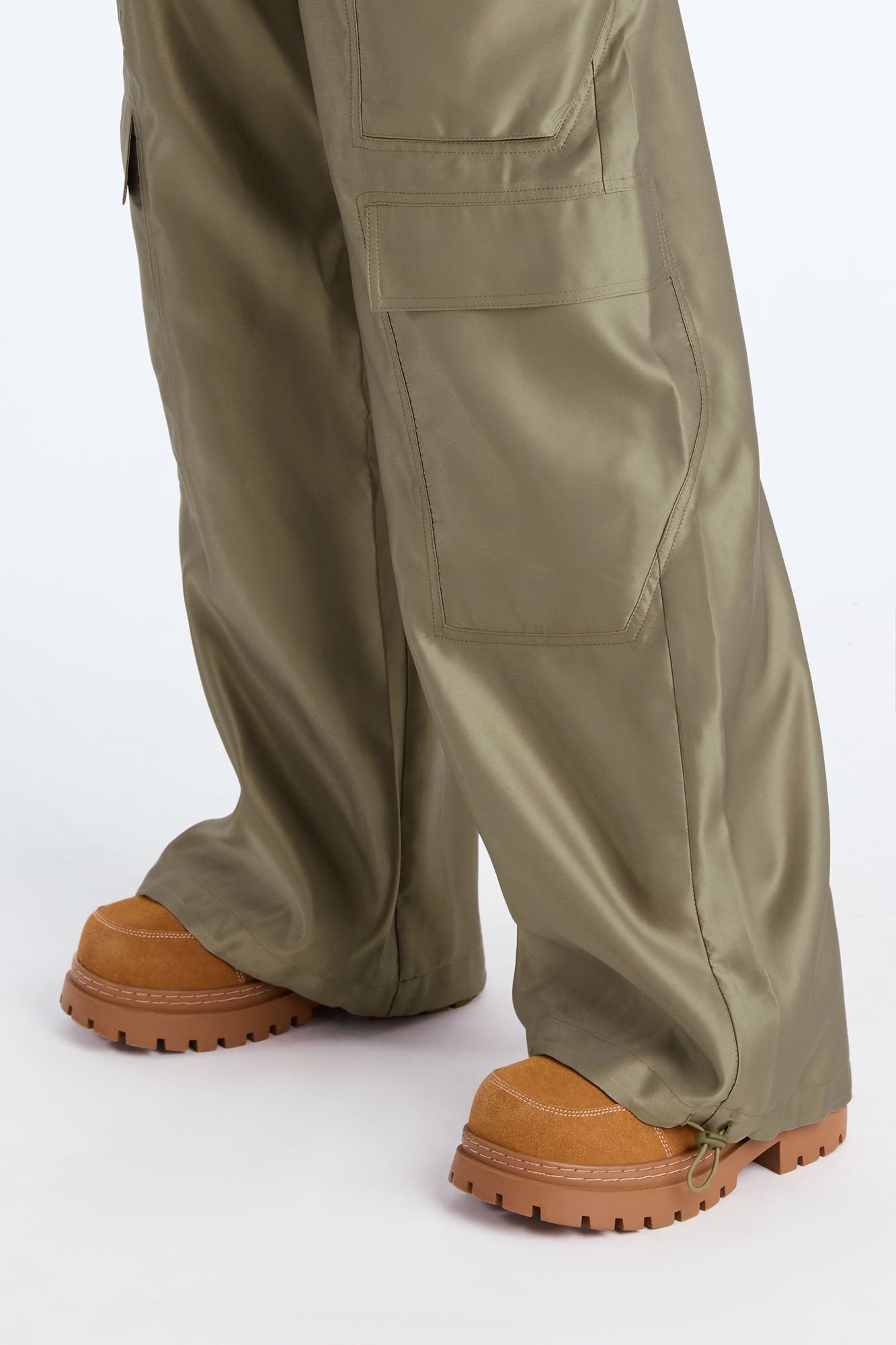 Gemma Cargo Satin Jogger Pant - Olive