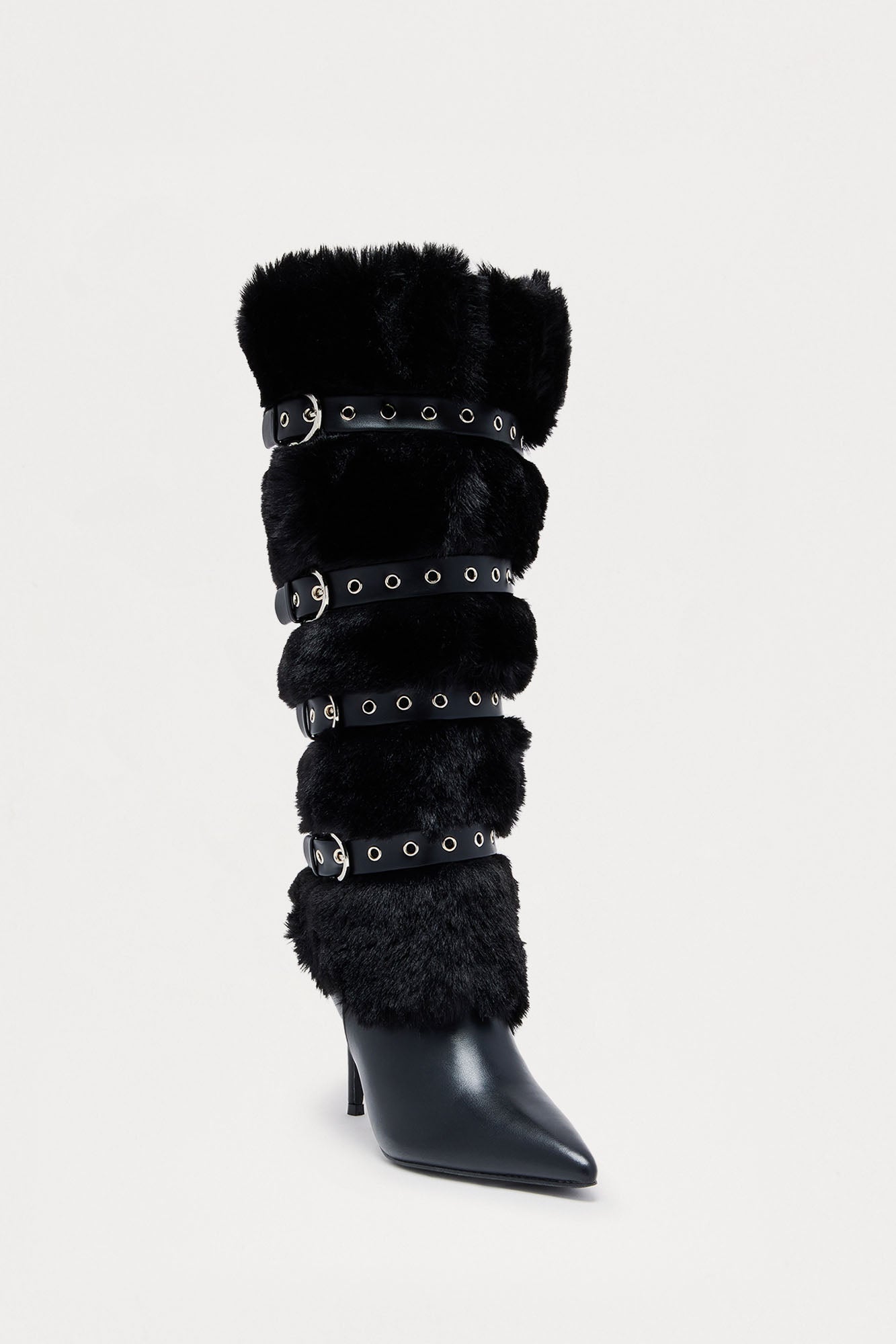 Albany Faux Fur Buckle Boots - Black