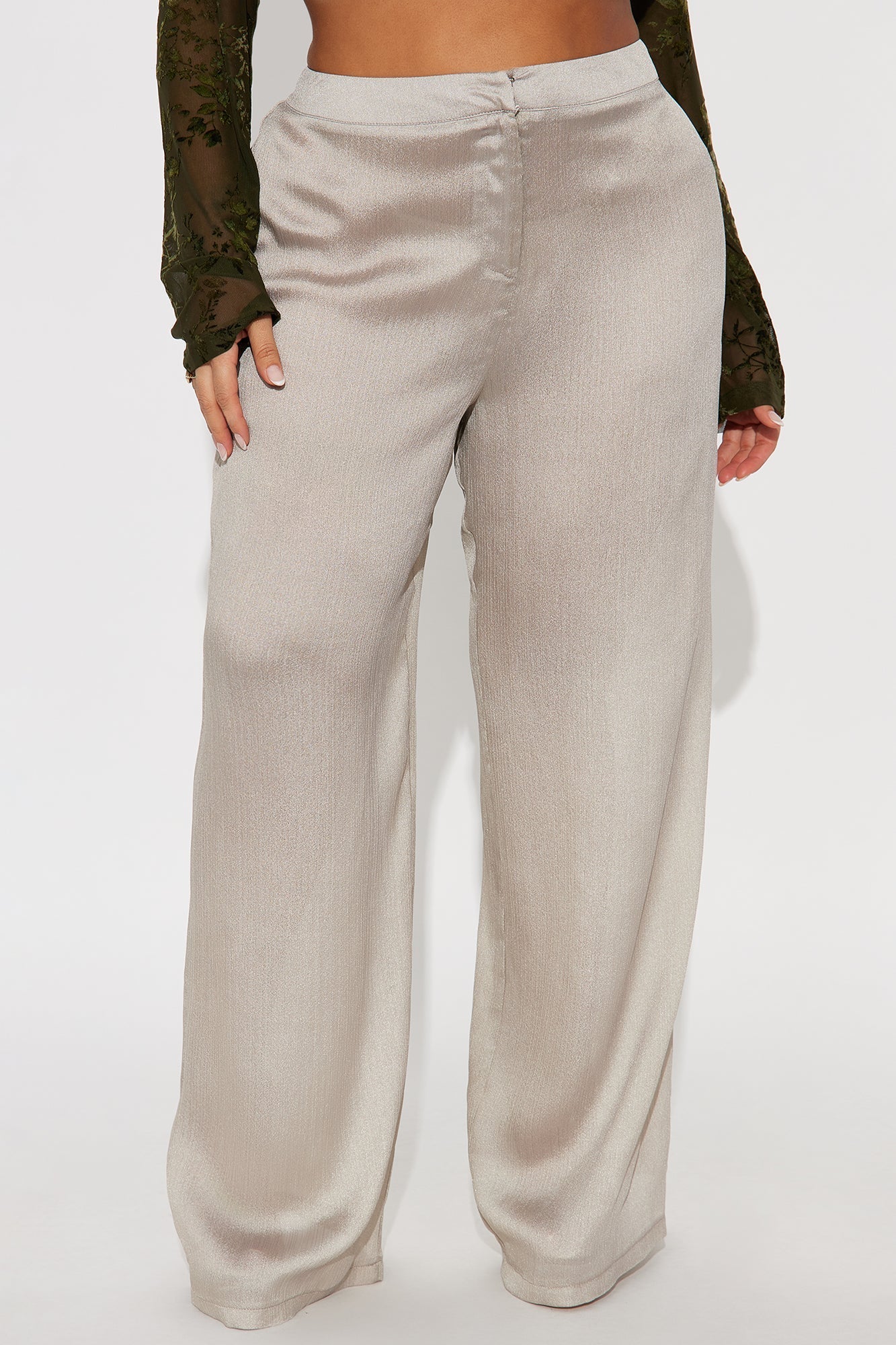 Iconic Scene Low Rise Shimmer Wide Leg Pant 33 - Silver