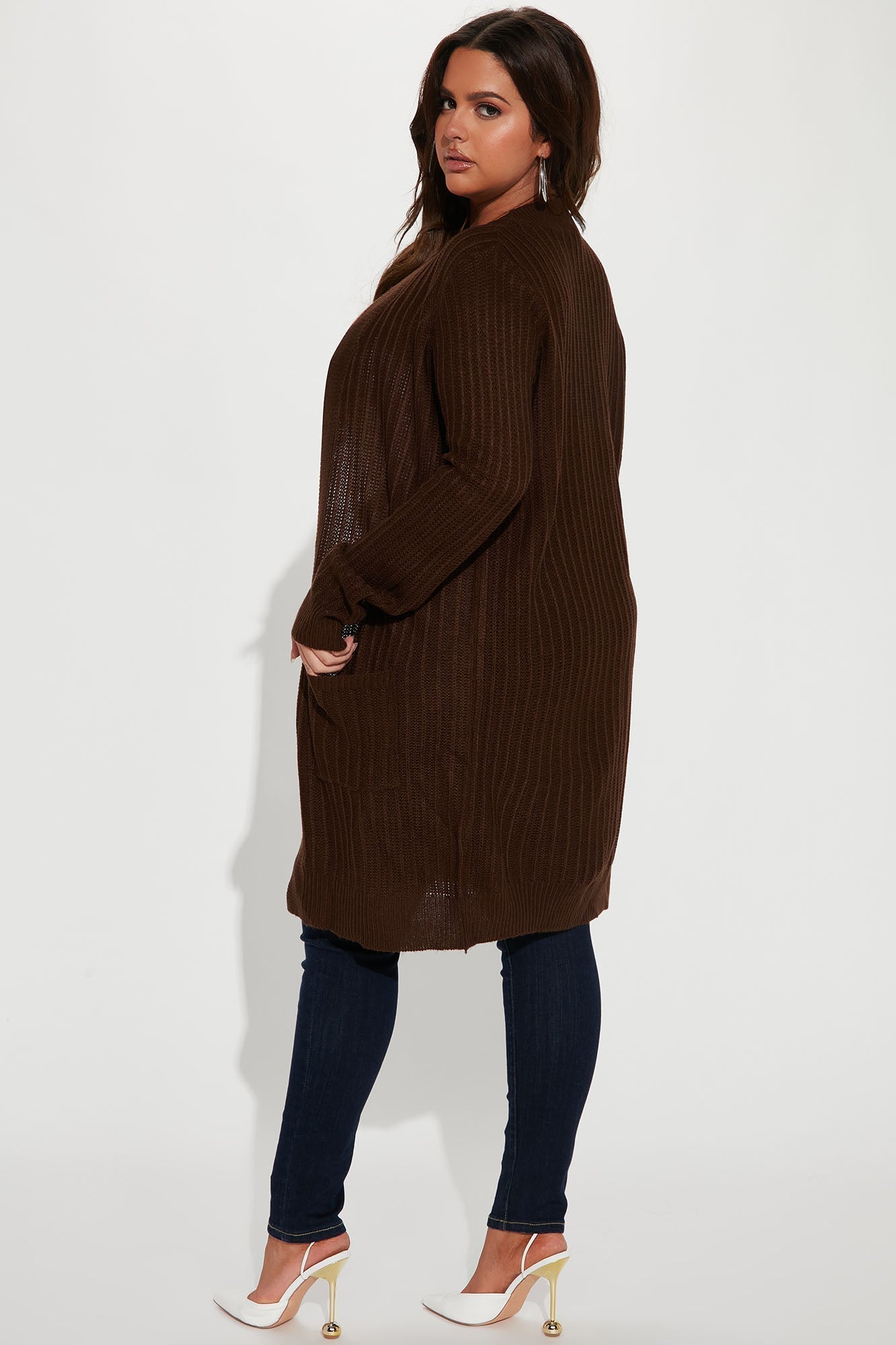 Throw It On Ribbed Cardigan - Chocolate