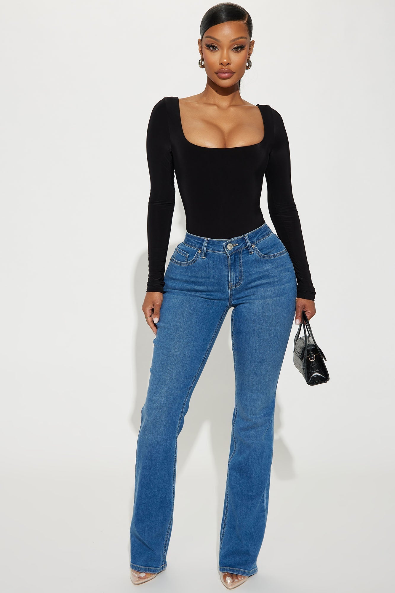 Katerina Long Sleeve Bodysuit - Black