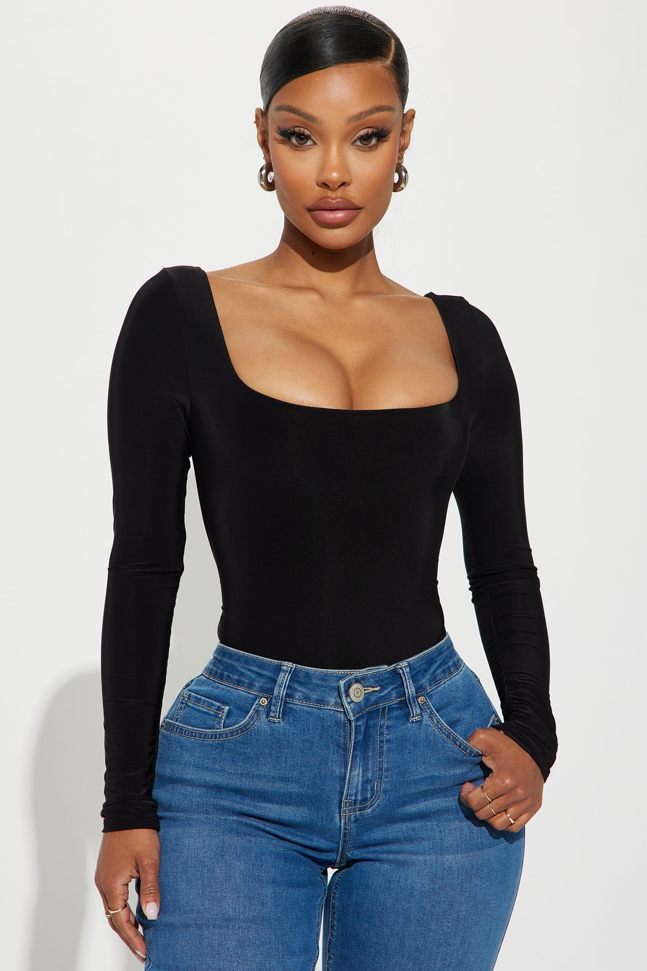 Katerina Long Sleeve Bodysuit - Black