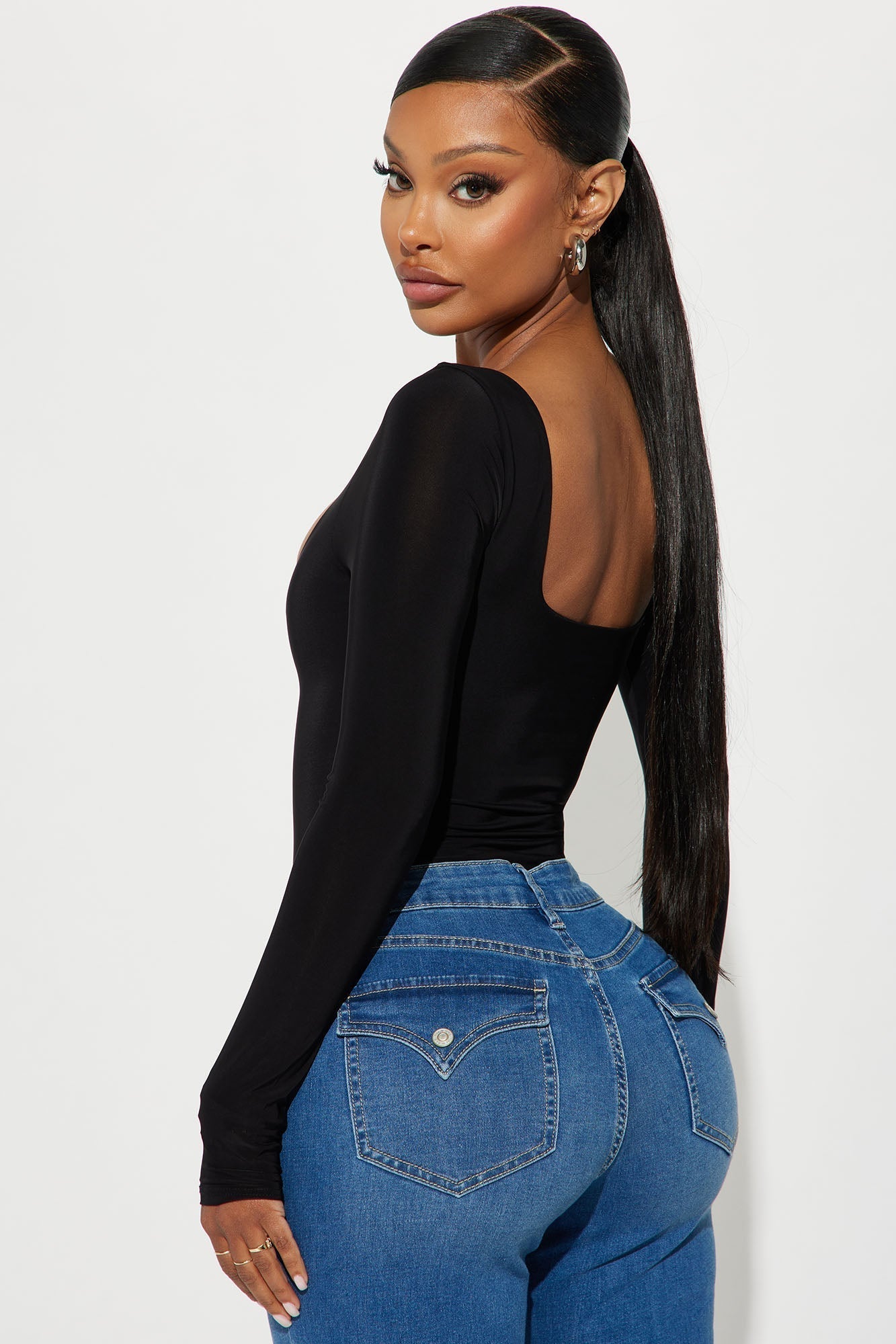 Katerina Long Sleeve Bodysuit - Black