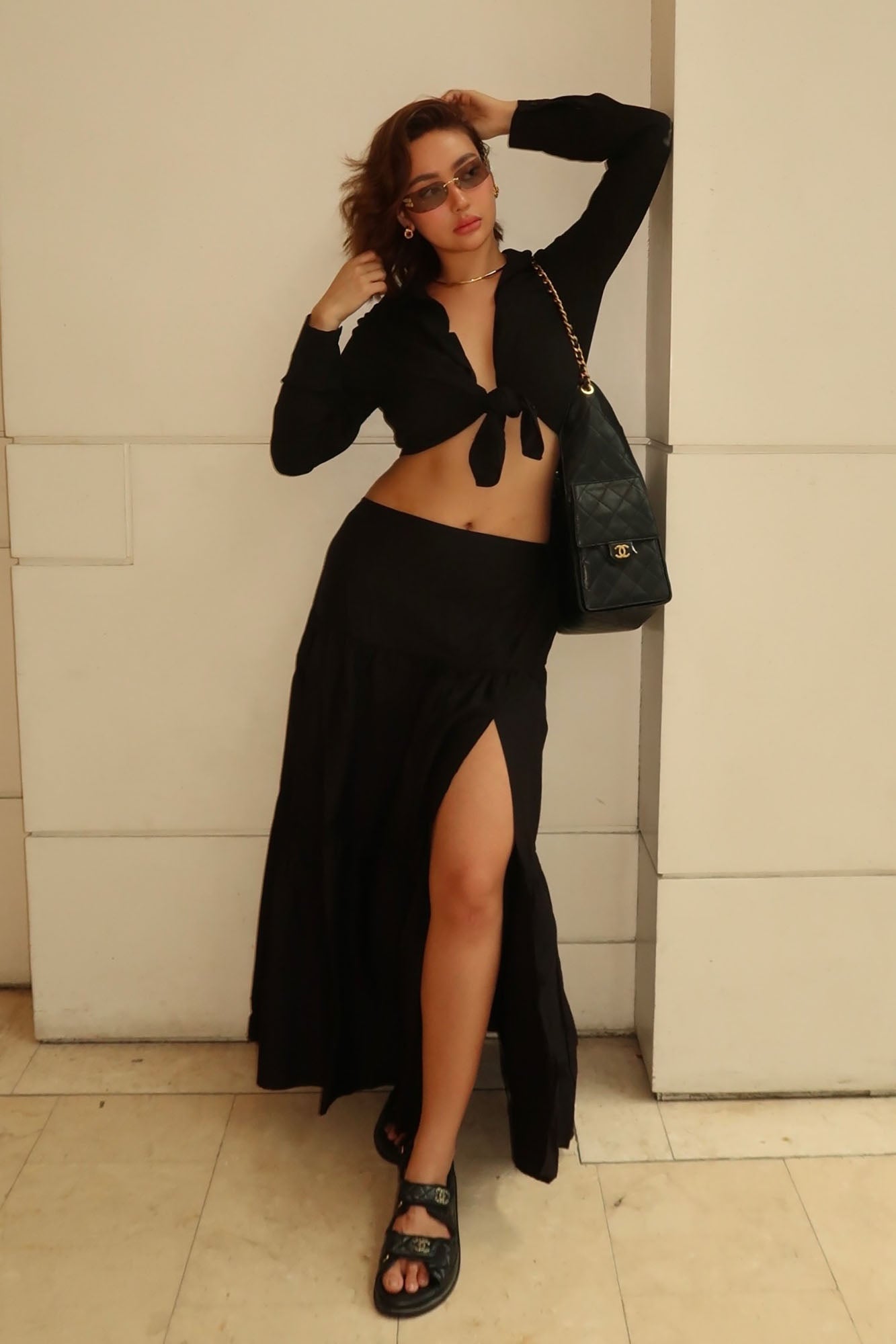 Zoey Poplin Tiered Maxi Skirt - Black