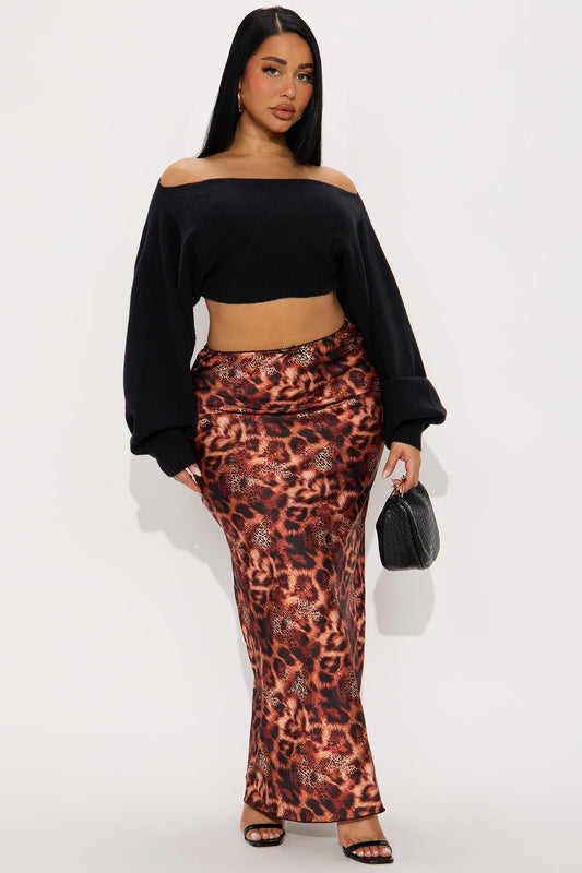 Don't Be Tempted Leopard Satin Maxi Skirt - Leopard