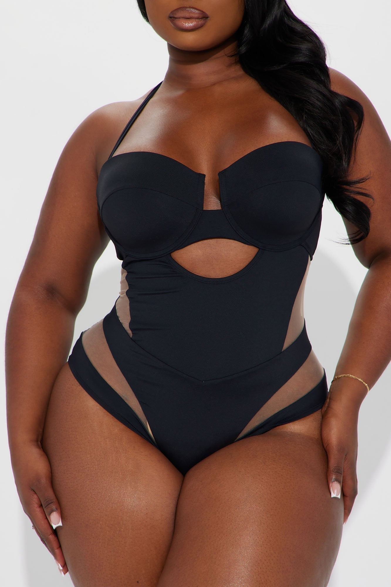 Megan Cutout 1 Piece Swimsuit - Black