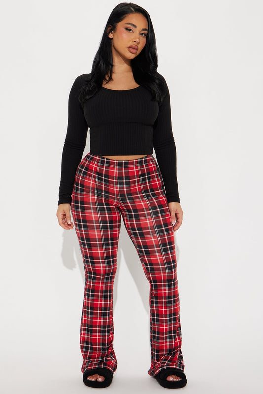 Anastasia Plaid Flare Pant - Red/combo