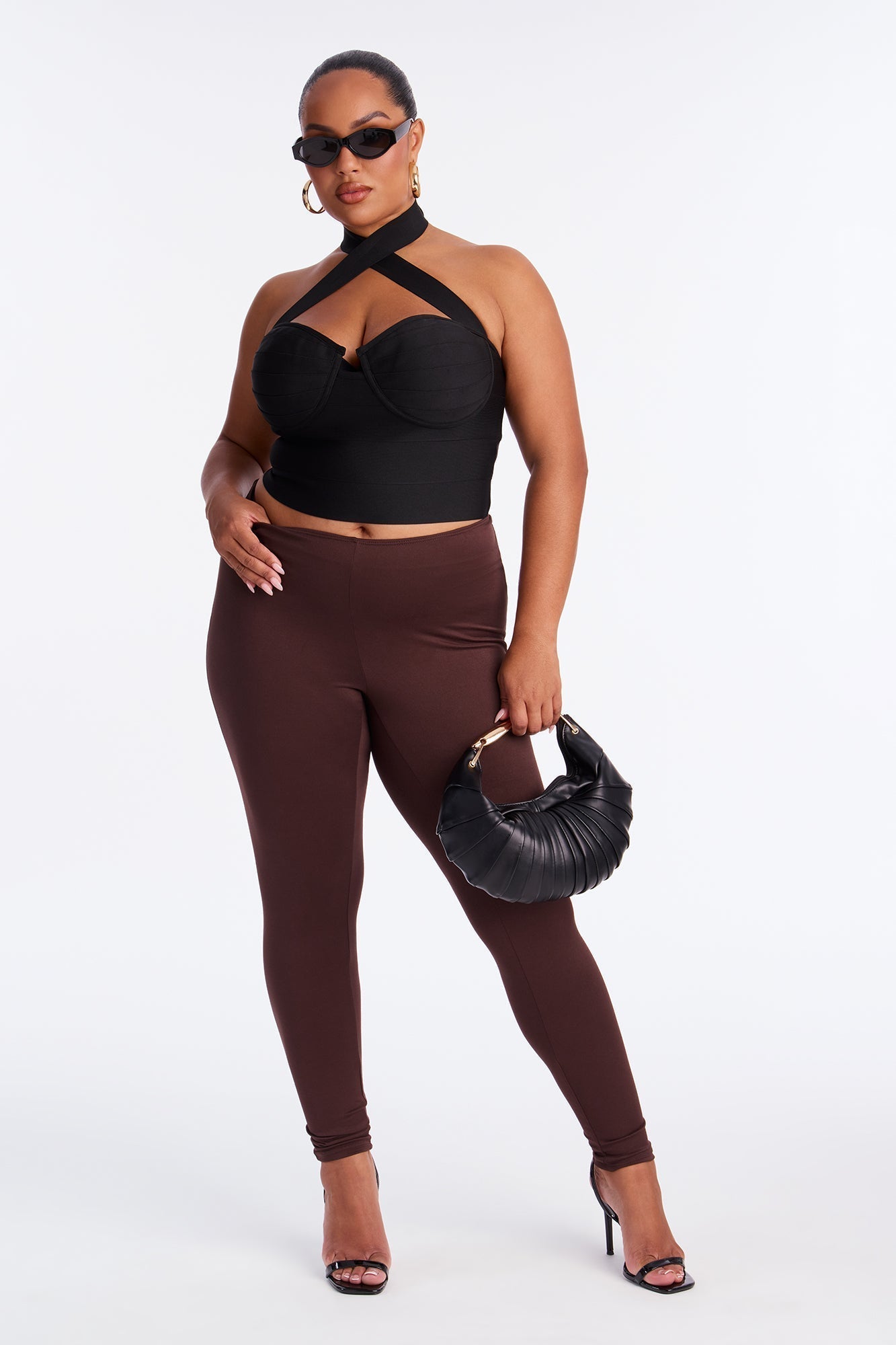 Feeling Cheeky Mid Rise Ruched Butt Legging - Brown