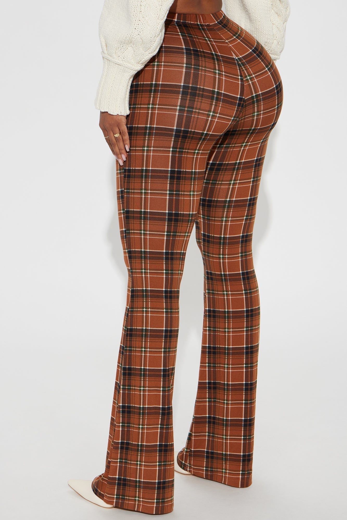 Anastasia Plaid Flare Pant - Brown/combo