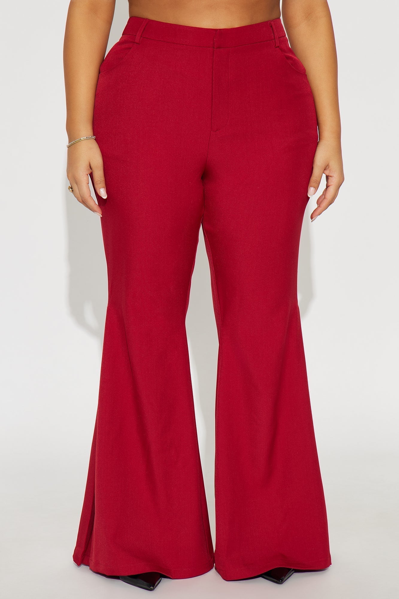 Janet Crepe Flare Trousers 33″ - Red
