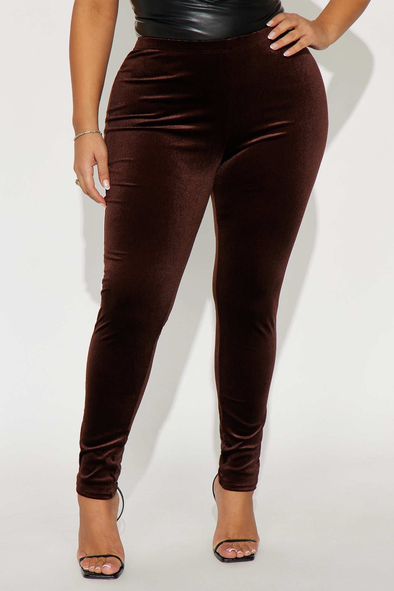 Analisa High Rise Velvet Leggings - Chocolate