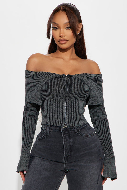 On Your Mind Washed Sweater - Black