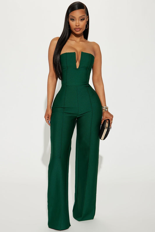 Someone To You Bandage Jumpsuit - Hunter