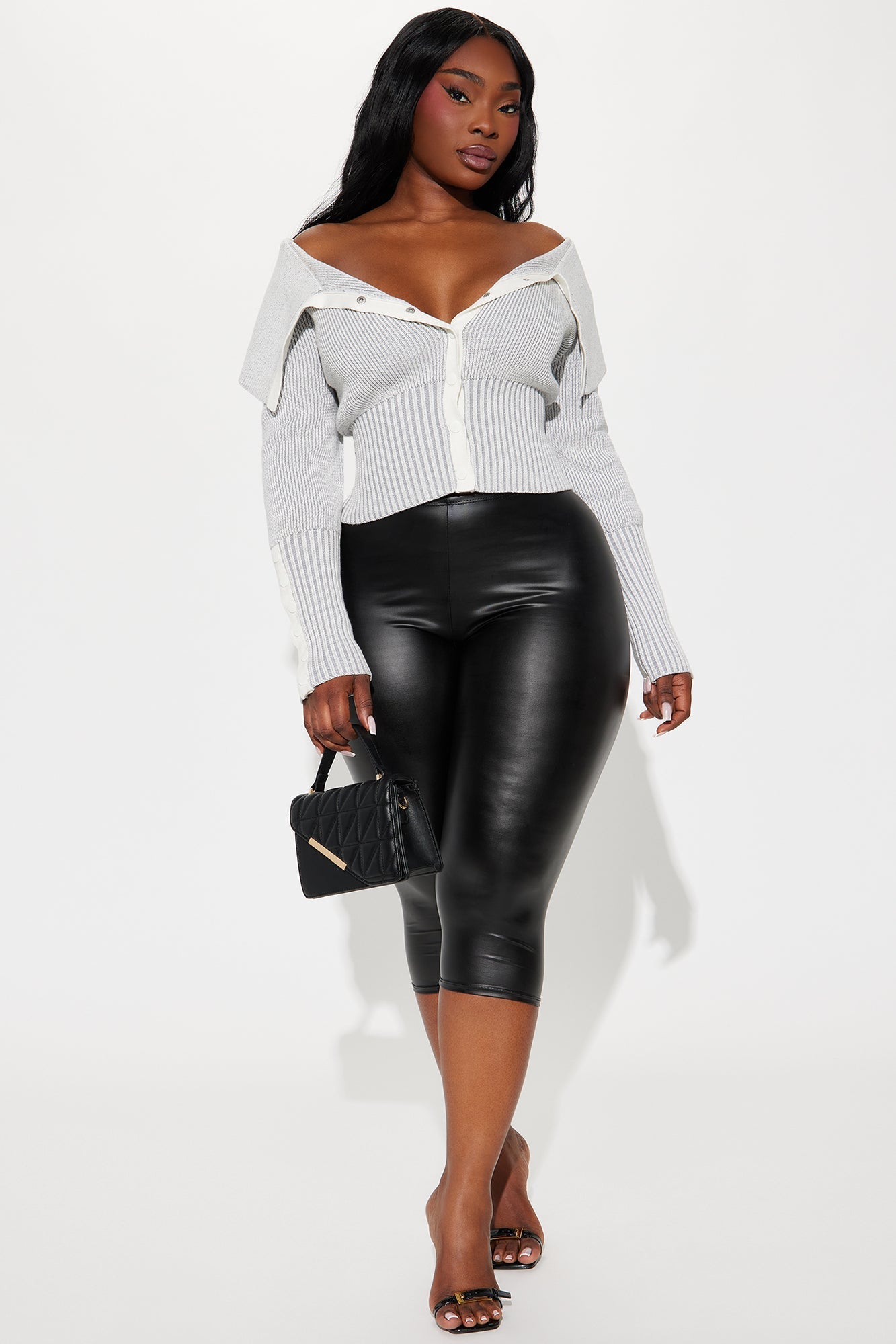 City Girl Marled Cropped Cardigan - Grey