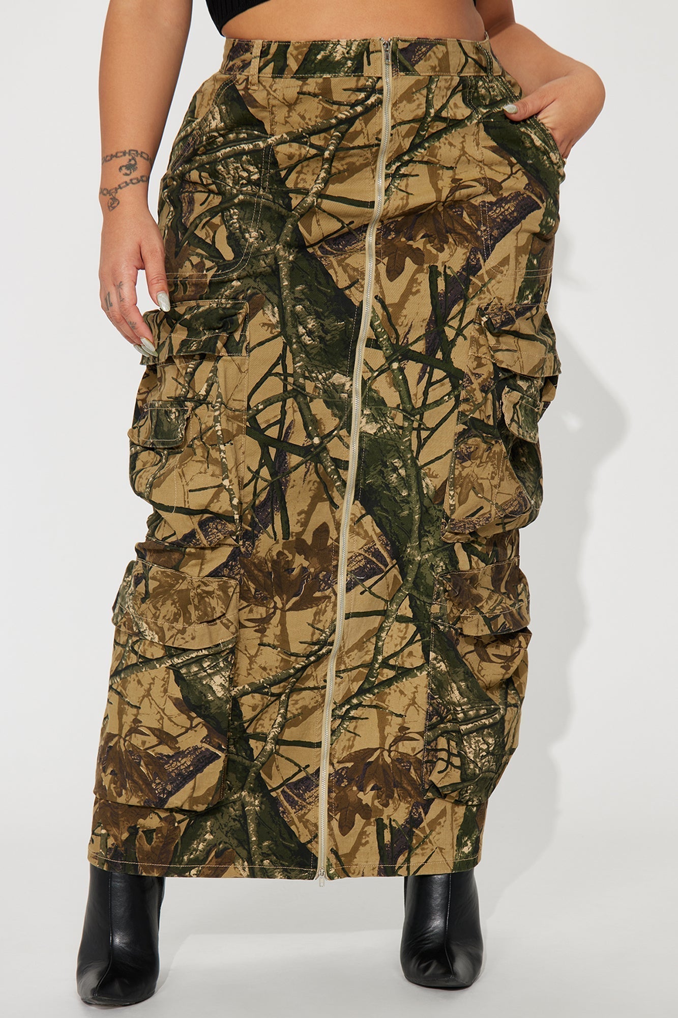Most Wanted Hunter Camo Maxi Skirt - Khaki/combo