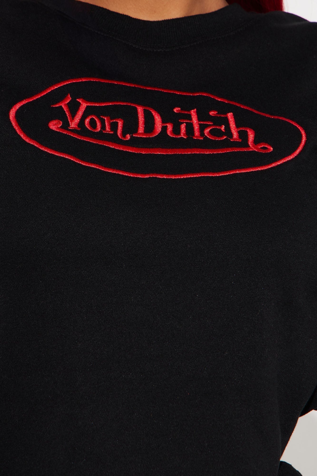 Von Dutch Embroidered Crewneck Sweatshirt - Black/Red