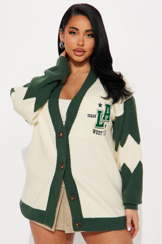 California Moment Varsity Cardigan - Green/combo