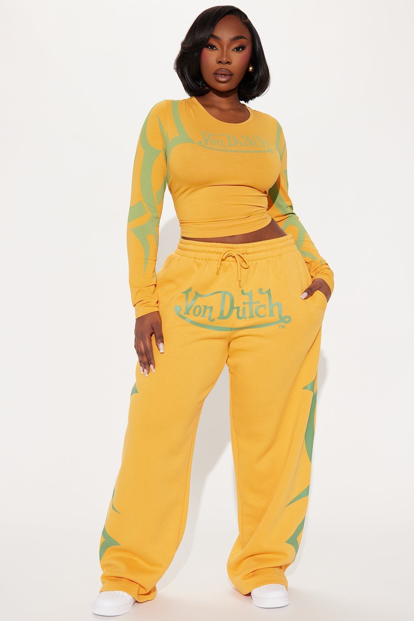 Von Dutch Trendy Wide Leg Pant - Orange/combo